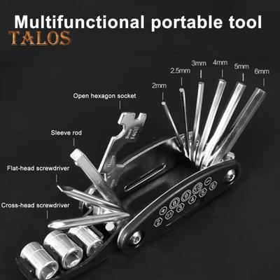 Наборы для ремонта велосипеда 16 в 1, многофункциональный велосипедный инструмент с лопатками для шин, шестигранным ключом для спиц, складной многофункциональный набор аксессуаров для шоссейного горного велосипеда