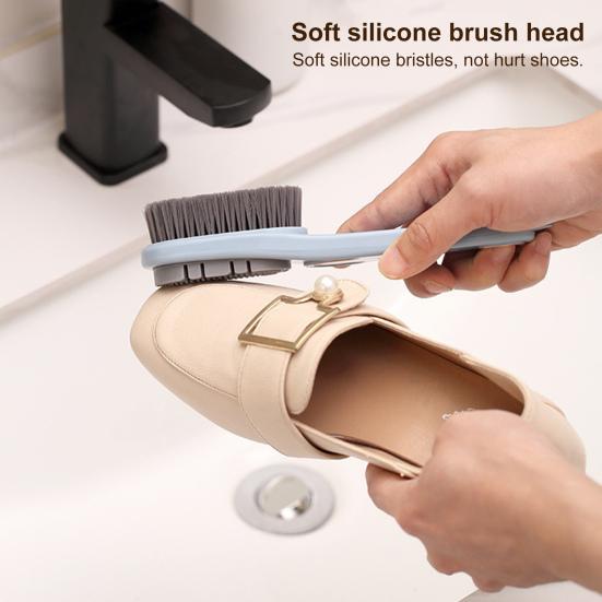 Shoe Cleaning Brush Ergonomic Design Long Handle Double-sided Design Waterproof Rubber Shoe Care Snow Boot Cleaner