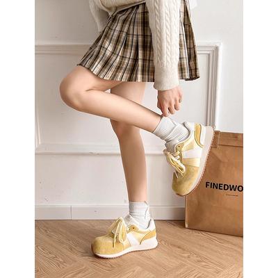 Ретро цветовая гамма немецкие тренировочные туфли женские 2025 новые на толстой подошве легкие с круглым носком на шнуровке спортивные и для отдыха туфли Форреста Гампа