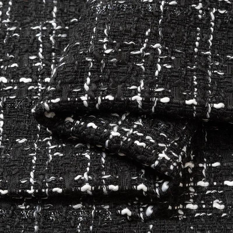 Утолщенная твидовая ткань для жилета, пальто, платья, одежды, DIY шитья, пайеток, шерстяная ткань, черный, белый, красный, синий, на полметра, зима