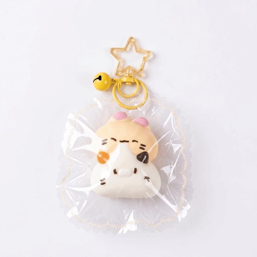 Soft Cat Shape Squeeze Keychain Food-Grade Silicone Fidget Toy Squishy Pendant Hand Relaxation