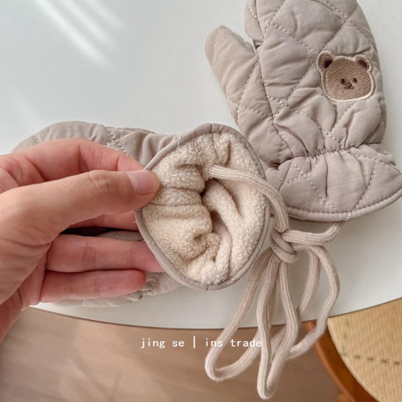 Fashion Baby Mittens Cute Floral Print Lace Winter Mittens for Girl Warm Plush Lined Thermal Toddler Kids Mittens