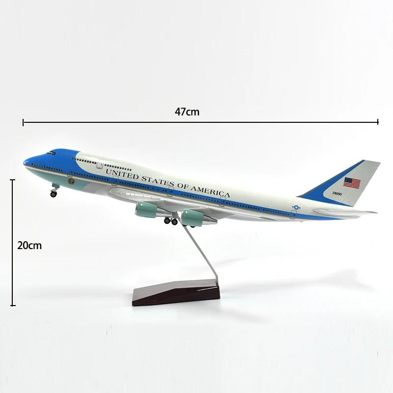 Для самолета Air Force One B747 Модели самолетов Наборы Дисплей Литой самолет для взрослых со светодиодной подсветкой(Сенсорное или Звуковое Управление)