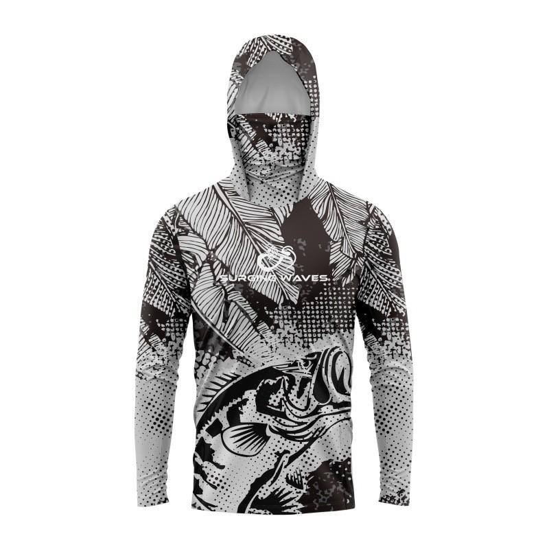 Mens Quick-Dry Hooded Fishing Shirt With Face Cover Long Sleeve UV Protection T-Shirt Lightweight