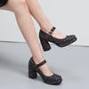 Girls Mary Jane Glitter Dress Shoes High Heel Platform Strap Buckle Women Princess Wedding Party Pumps Bling Golden Silver