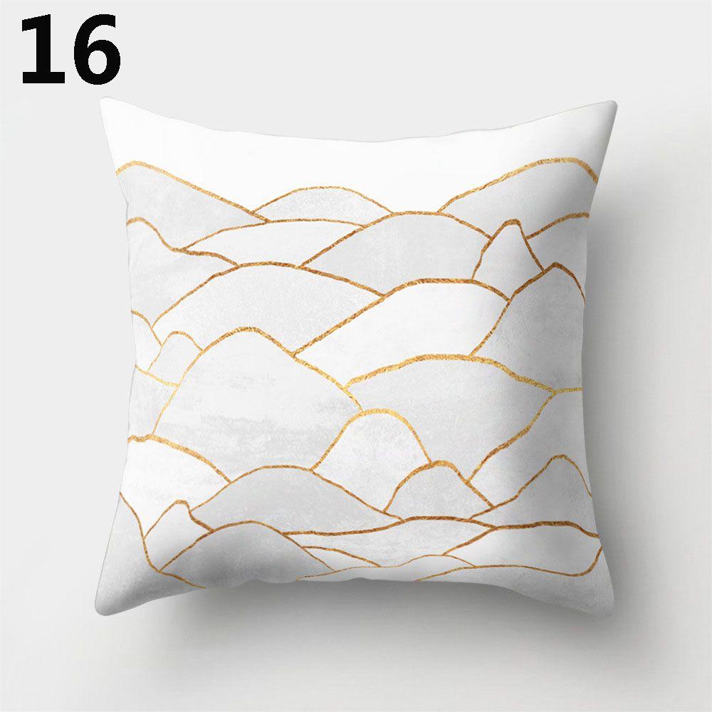 Gold Shining Home Decor Car Seat Peach Skin Cashmere Cushion Cover Pillow Cases Geometric Printed