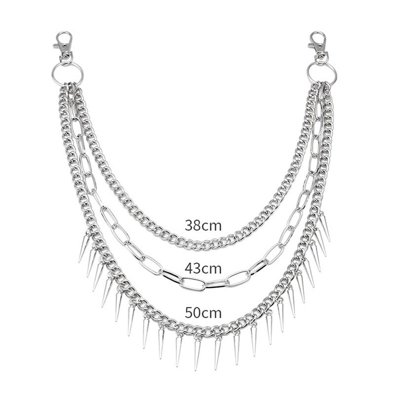 Layered Punk Chain On The Jeans Pants Women Spike Keychains Waist Chain Ornament