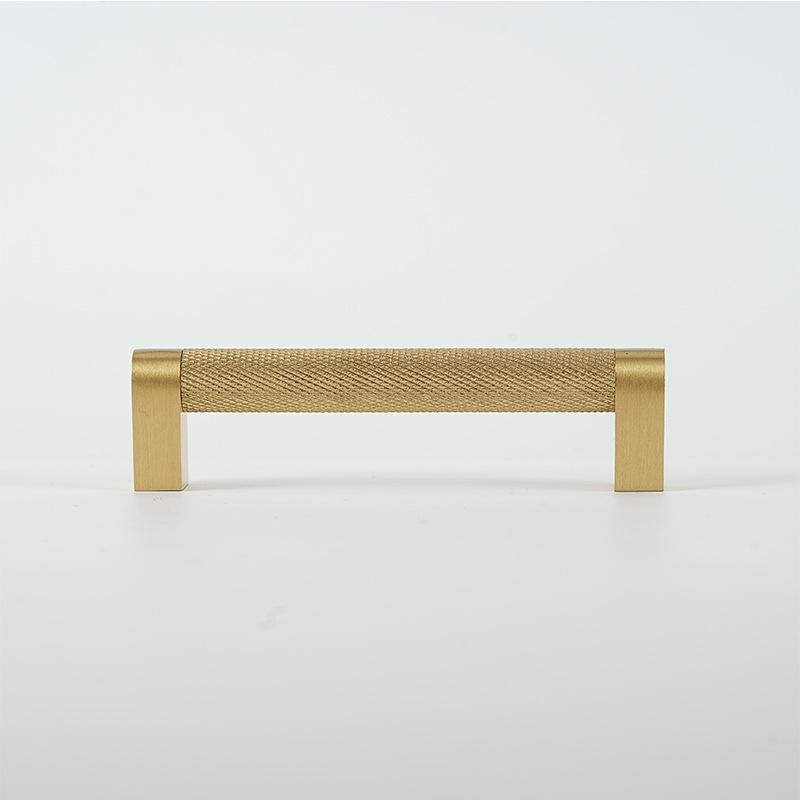 Knurled Solid Brass Furniture Handles Golden Handles for Wardrobe and Drawer Opulent Hardware Finishes Kitchen Cabinet Handles