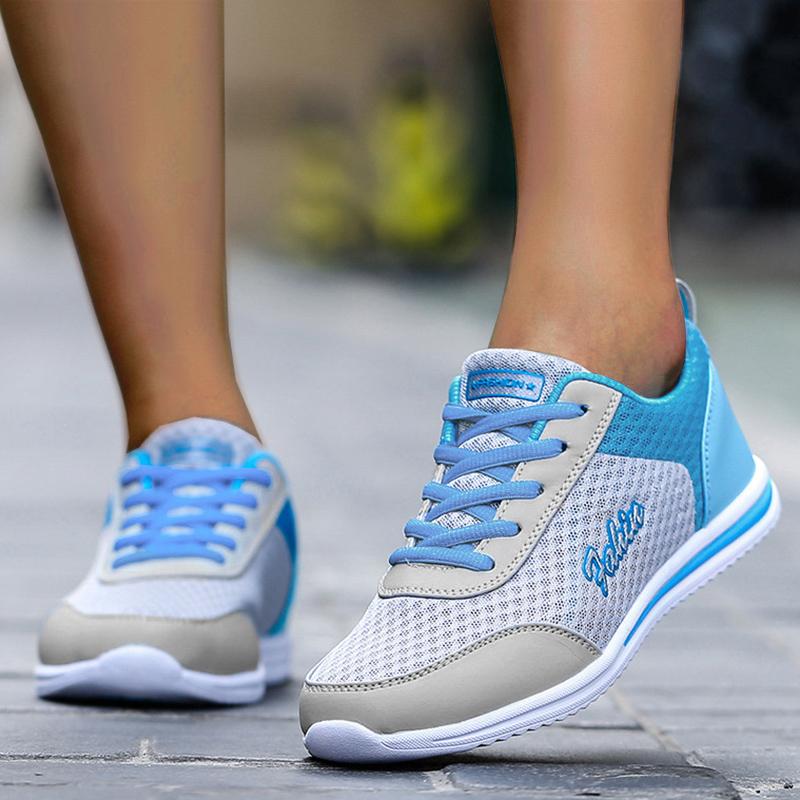 Fashion Breathable Sneakers For Women 2024 New Fashion Solid Color Soft Women Sneakers Mesh Fabric Lace Up Woman Shoes Female Footwear