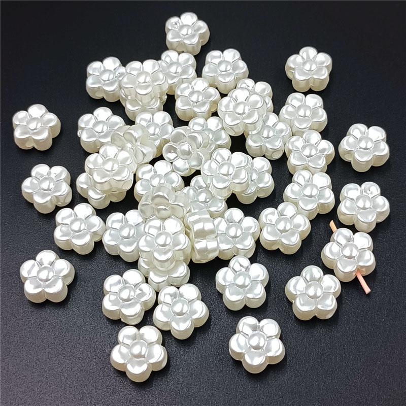 50/100 шт. модные перфорированные цветочные украшения, аксессуары, трехмерные бусины из искусственного жемчуга ABS, ожерелье, браслет, ручная работа