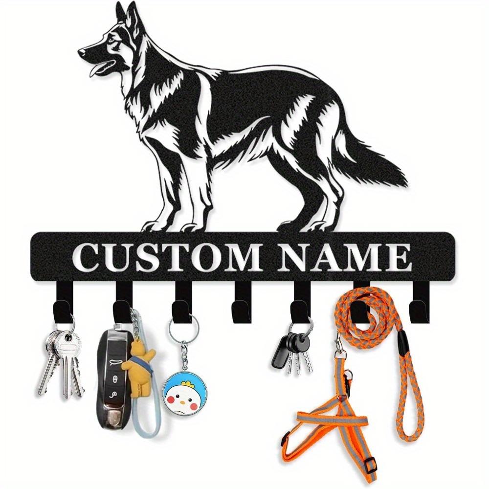 Metal Wall Art Dog Leash Holder Customizable Key Hook Rack Coat Hanger Gift for Dog Lovers Entryway Decor