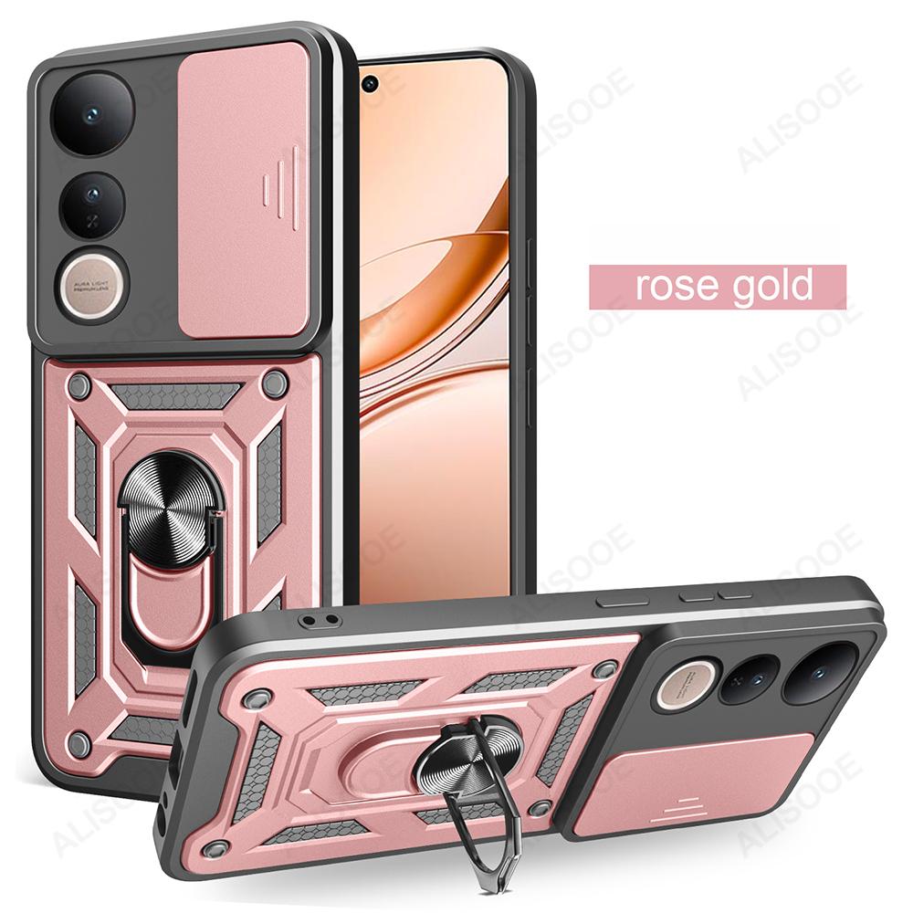 Funda for VIVO V50 Lite Case Slide Camera Protection Ring Stand Shockproof Back Cover for VIVO V50 Capa Funda
