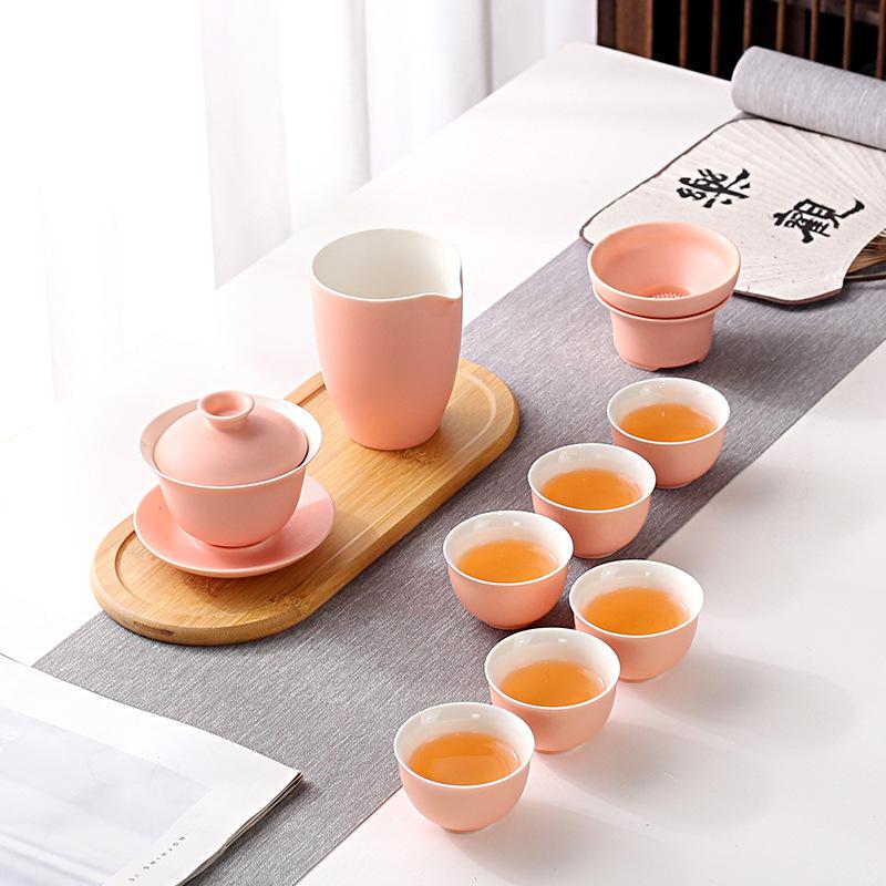 Household Simple Color Glaze Ceramic Kung Fu Tea Set Gift Box Set Gift Gift