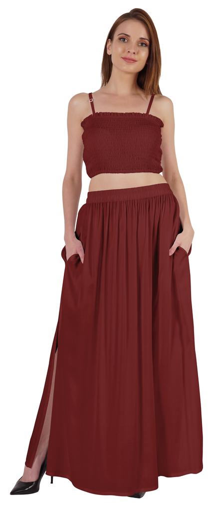 Bimba Летняя одежда для вечеринок Сексуальное платье из 2 предметов для женщин: укороченный топ и длинная юбка, комплект W