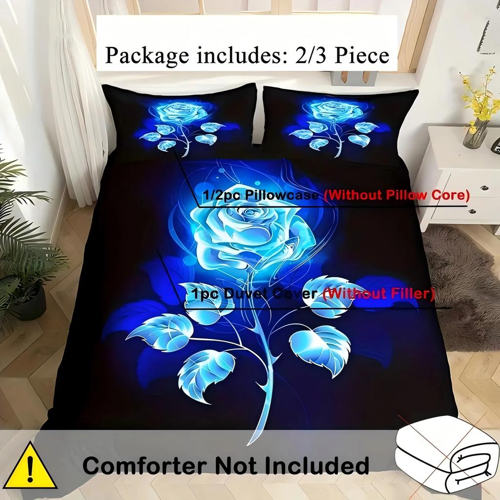 Blooming Blue Rose 3D Printed Quilt cover Beautiful Rose Bedding Cover Pillowcase Luxury Home Textiles Floral Duvet Cover sets