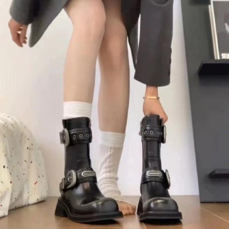 Women's Mid Calf Mid Heel Winter Fashion Designer Walking Shoes New 2024 New Solid Color Versatile and Comfortable Women's Boots