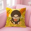MMonchhichi Cute Cushion Cover Natural Linen Pillow Case DoubleSided Print Decorative Sofa Pillowcase Home Decor Gift