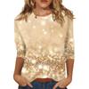 Women's Fashion Casual Three-quarter Sleeve Sequin Printed Round Neck Top