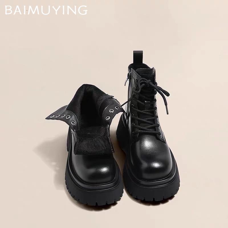 Ботильоны на платформе для женщин, теплые короткие плюшевые кожаные туфли для женщин 2024 года, тренд зимы, новые готические зимние мотоциклетные ботинки для женщин