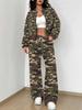 Splicing Autumn And Winter New European And American Women'S Clothing Army Green Camouflage Printing Suit Women