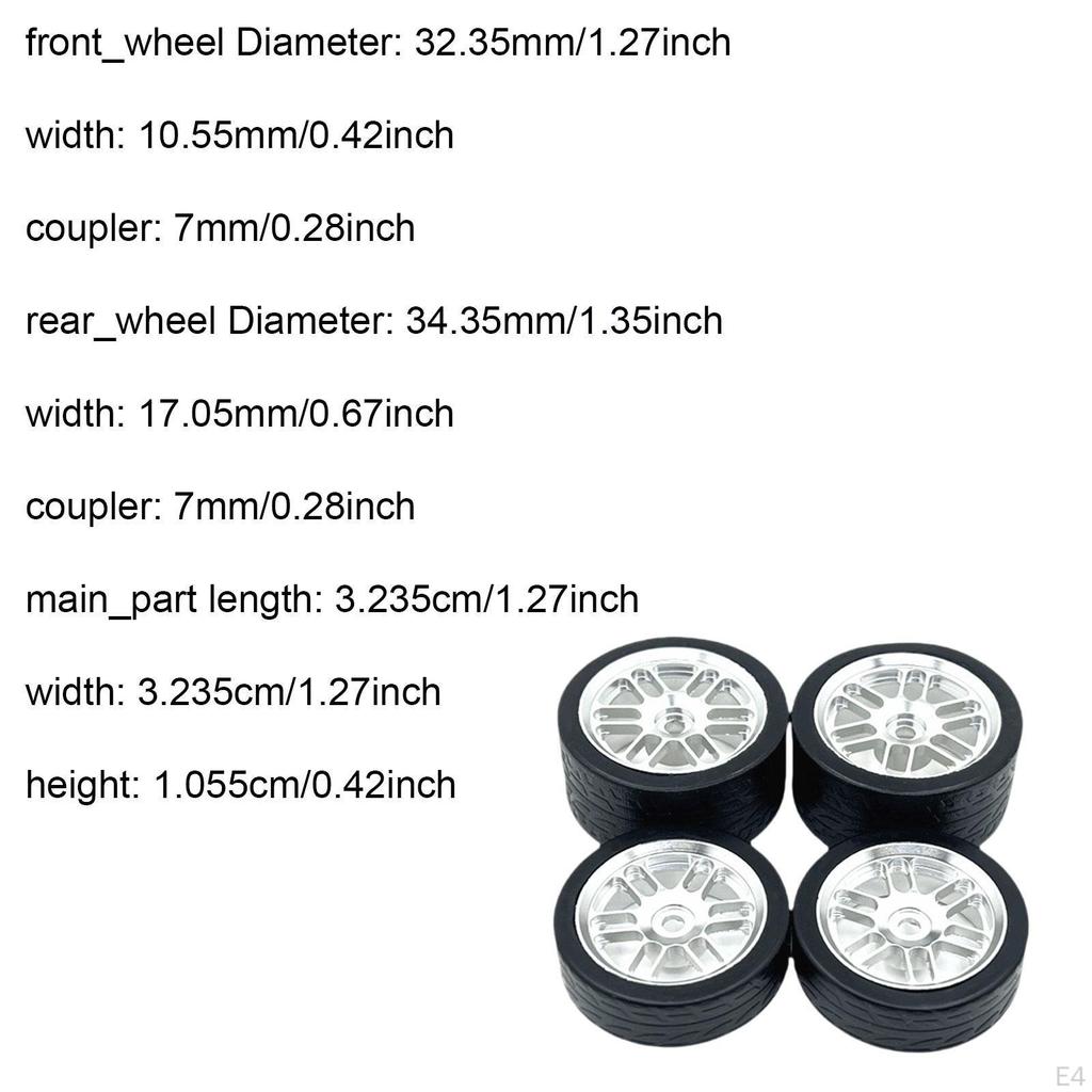 4 Heavy Duty Aluminum RC Replacement Tires for Micro-B 1/24 244016