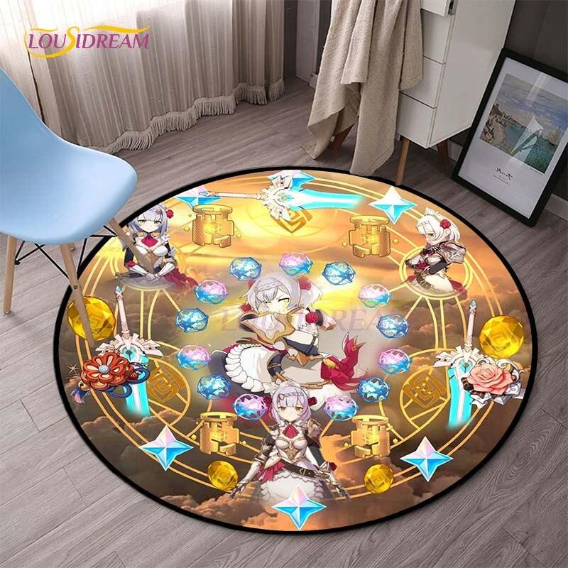 Genshin Impact круглые коврики для спальни, ковры с героями мультфильмов для гостиной, детский мягкий ковер, противоскользящий коврик для пола, домашний декор, кемпинг, пикник