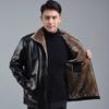 Папина кожаная куртка плюс бархатная и утолщенная мужская зимняя куртка Зимняя мужская повседневная кожаная куртка среднего возраста для людей среднего и пожилого возраста