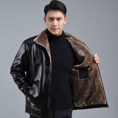 Папина кожаная куртка плюс бархатная и утолщенная мужская зимняя куртка Зимняя мужская повседневная кожаная куртка среднего возраста для людей среднего и пожилого возраста