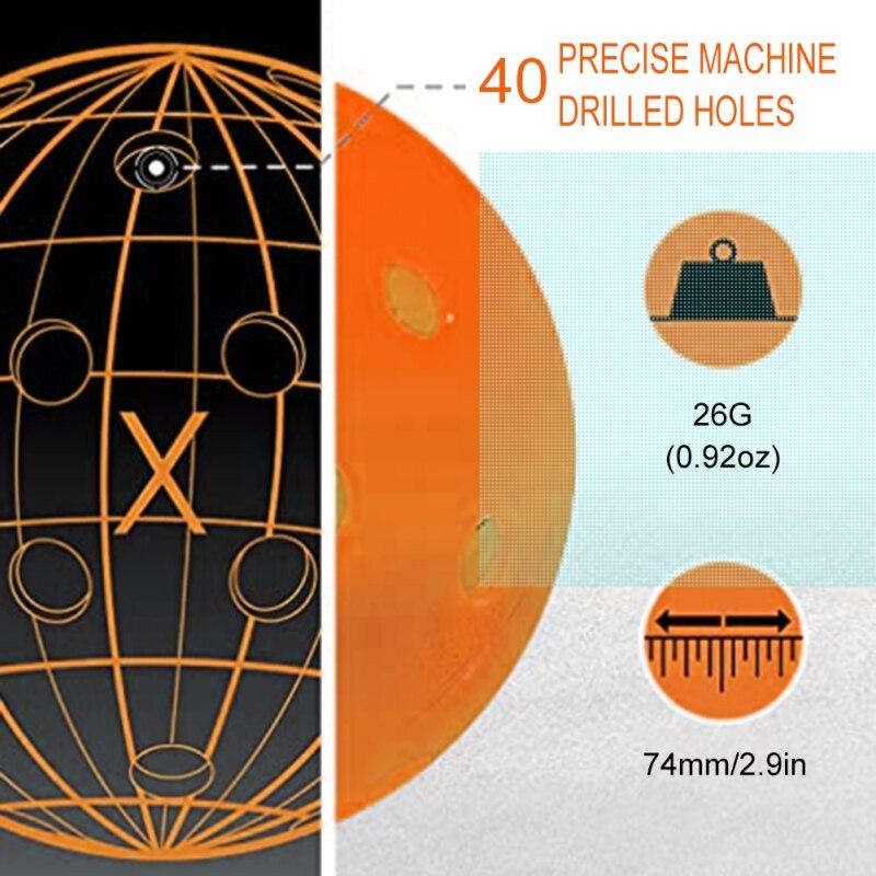 Outdoor Pickleball Orange 40 Holes High Elasticity Durable 6 Packs