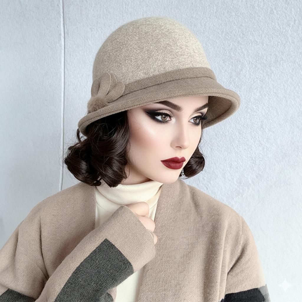 Woolen Fisherman Hat With Integrated Wig For Short Curly Hair Women Winter Warm Caps For Elderly Ladies Autumn And Winter Fashion Hats