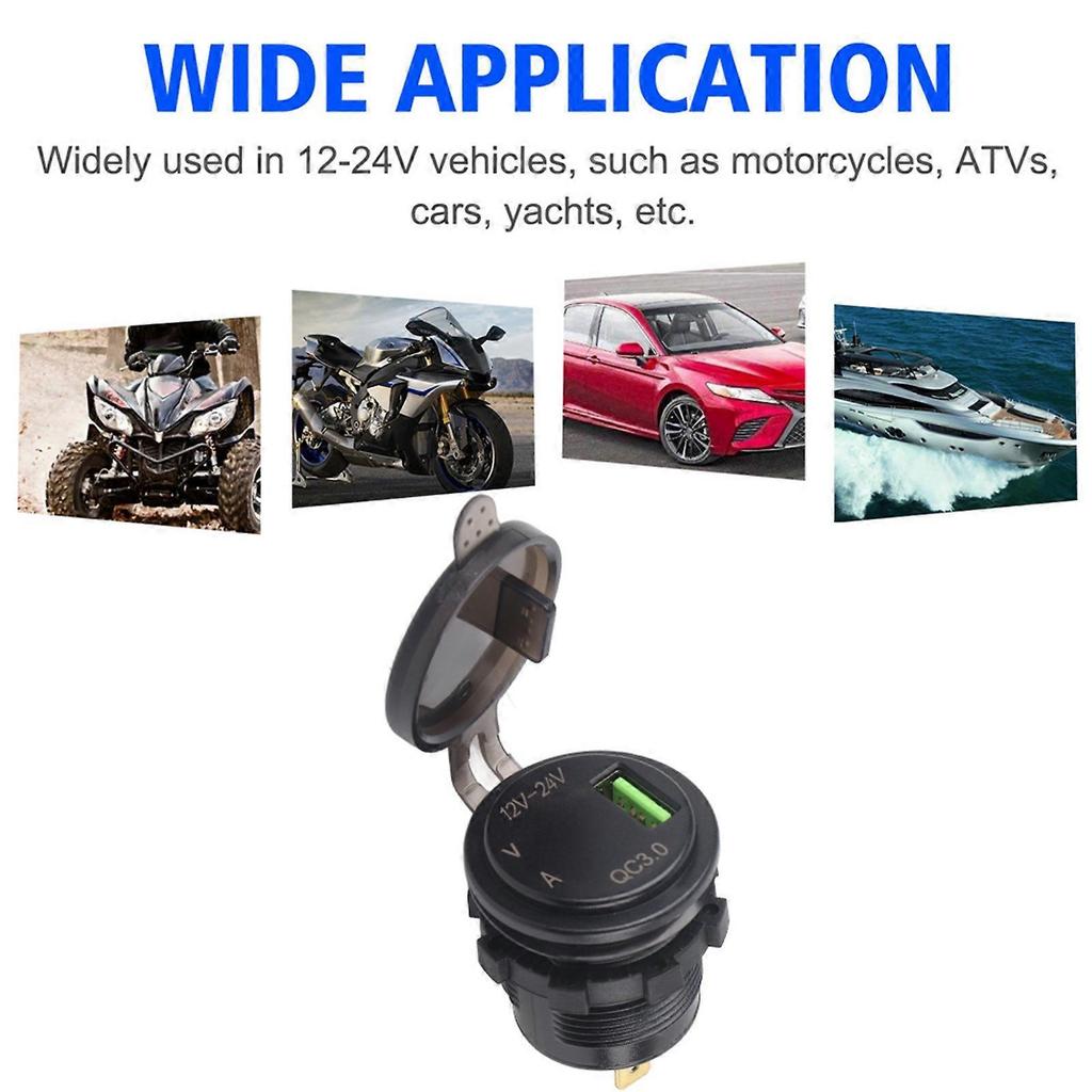 Car Digital Display Voltage Current Gauge Monitor Waterproof Fast Charger 23.6in CableRed DC12-24V