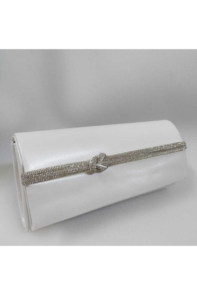 Women's Stylish and Useful Evening Dress Bag Black Artificial Leather Knot Stone Evening Dress Bag