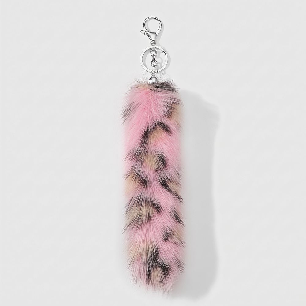 Hanging Animals Tail Keychain Leopard Print Bag Charms Sweet Cool Plush Tail Keyring Jewelry Gifts