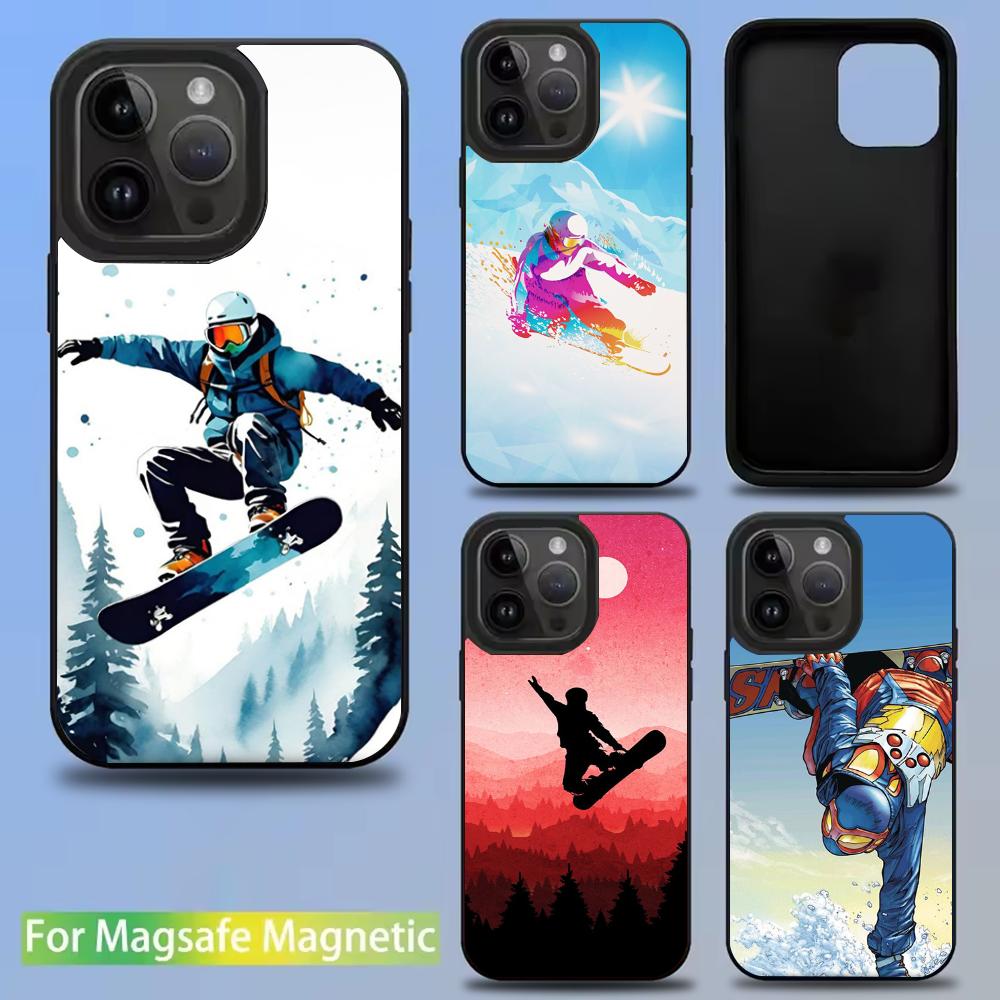 Skiing Snow Snowboard Ski Phone Case For IPhone 16 15 14 13 12 11 Pro Mini Max Soft Magnetic Cover