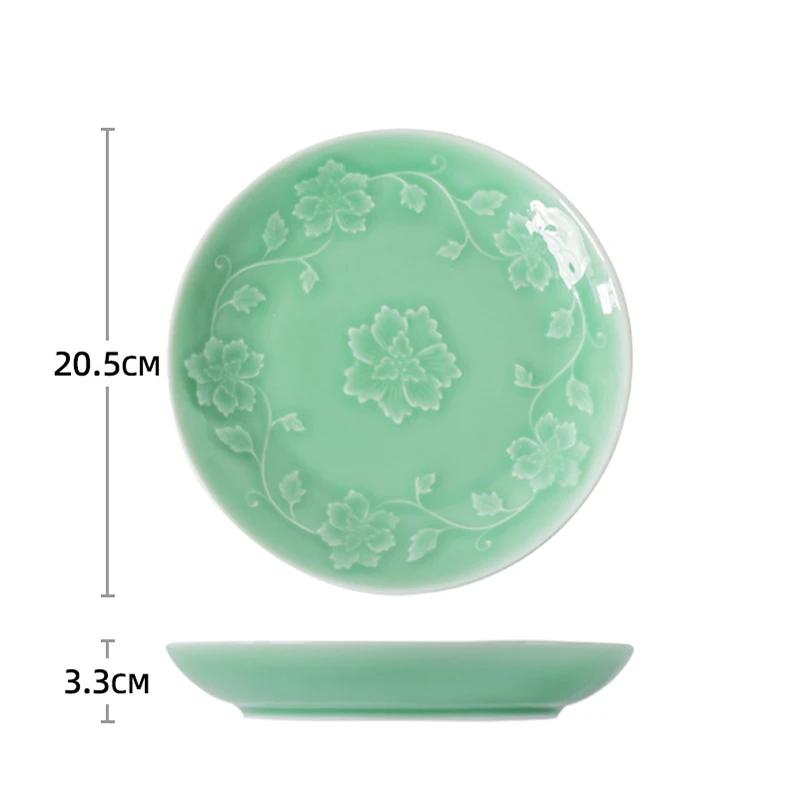 Креативная рельефная керамическая тарелка с цветами, высококлассные обеденные тарелки в китайском стиле, тарелка для вкусных блюд, тарелка для салата, изысканная домашняя посуда