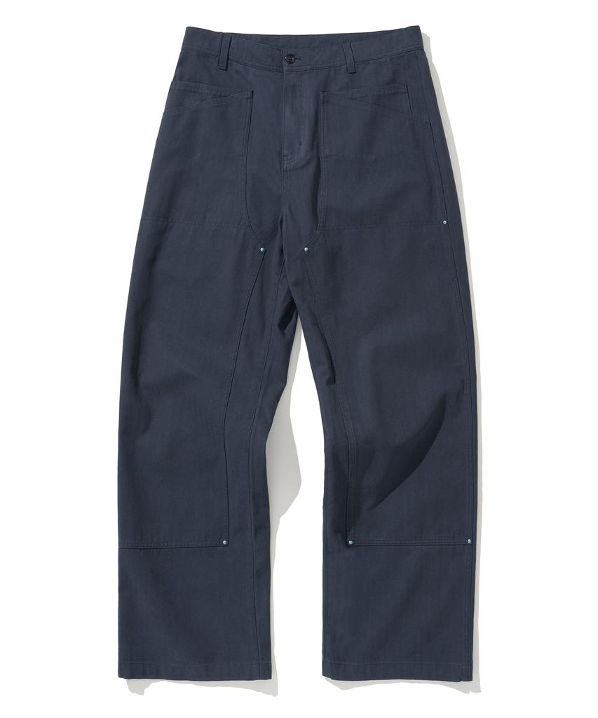 UNIFORM BRIDGE Double Knee Stud Pants Navy