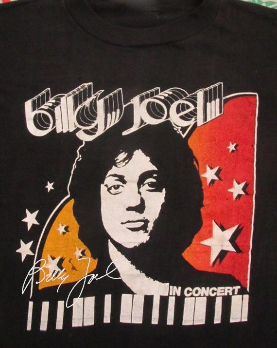 Vintage Billy Joel In Concert Cotton Black Full Size Unisex Classic Shirt