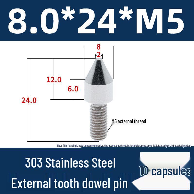 Stainless Steel External Thread Dowel Pin with Tapered/Round/Flat Head, Locating Column M3/M4/M5/M6