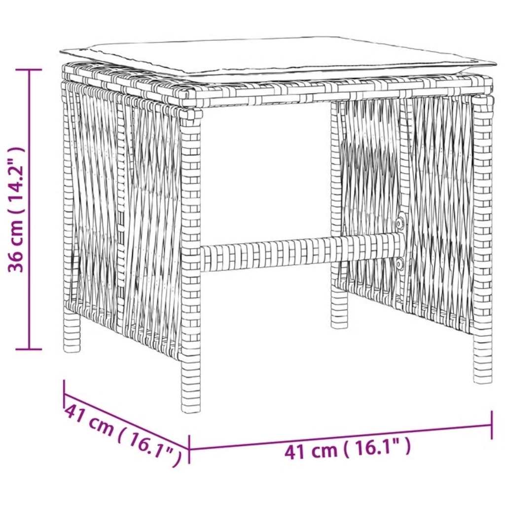 Garden Stool with Cushions 4 pcs Black 41x41x36 cm Poly Rattan