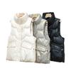 Женский блестящий пуховый хлопковый жилет без рукавов в корейском стиле - Модный и свободного кроя