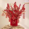 Korean Style New Year Housewarming Ornament: Plush Flower Fortune Bucket for Living Room