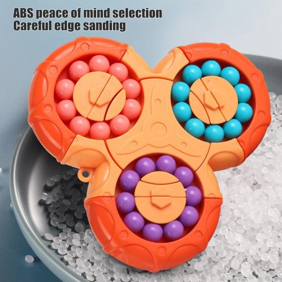 Colorful Bean Fidget Spinner Toy 2-In-1 Rotating Bean Cube Gyro Stress Anxiety Relief Fingertip Spinning Sensory Toy Kids Adults Party Favors