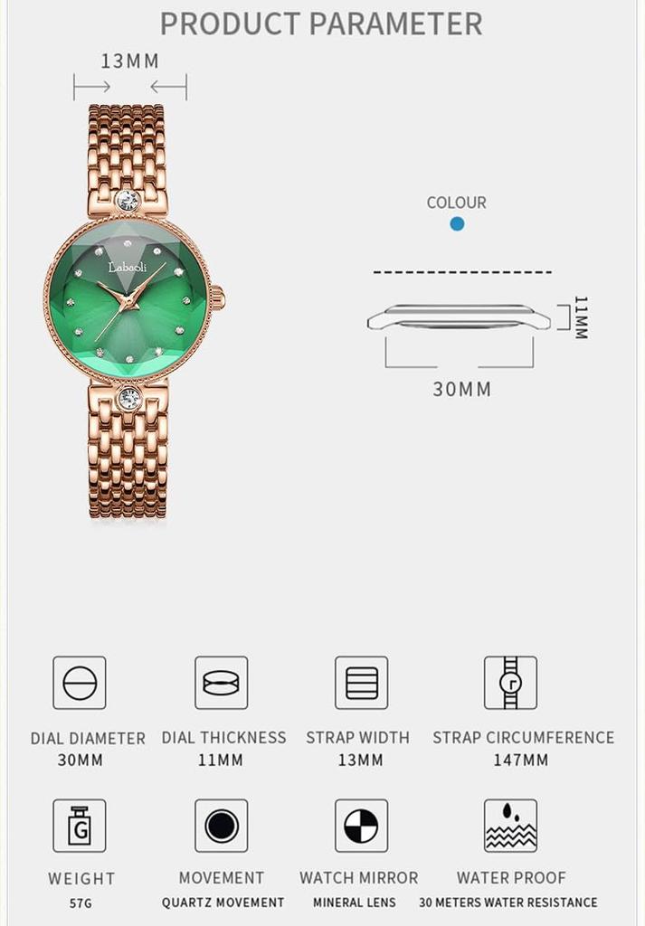 Наручные часы из нержавеющей стали, идеально подходящие для бизнеса или в качестве роскошного подарка для женщин, выполненные в цвете розового золота и стильные, милые, украшенные кристаллами. Водонепроницаемый, брендовый,