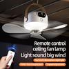 Ceiling Fan Light with Remote Control 3 Speeds Strong Airflow Low Noise Rechargeable Portable Tent Fan Hanging Ceiling Fan
