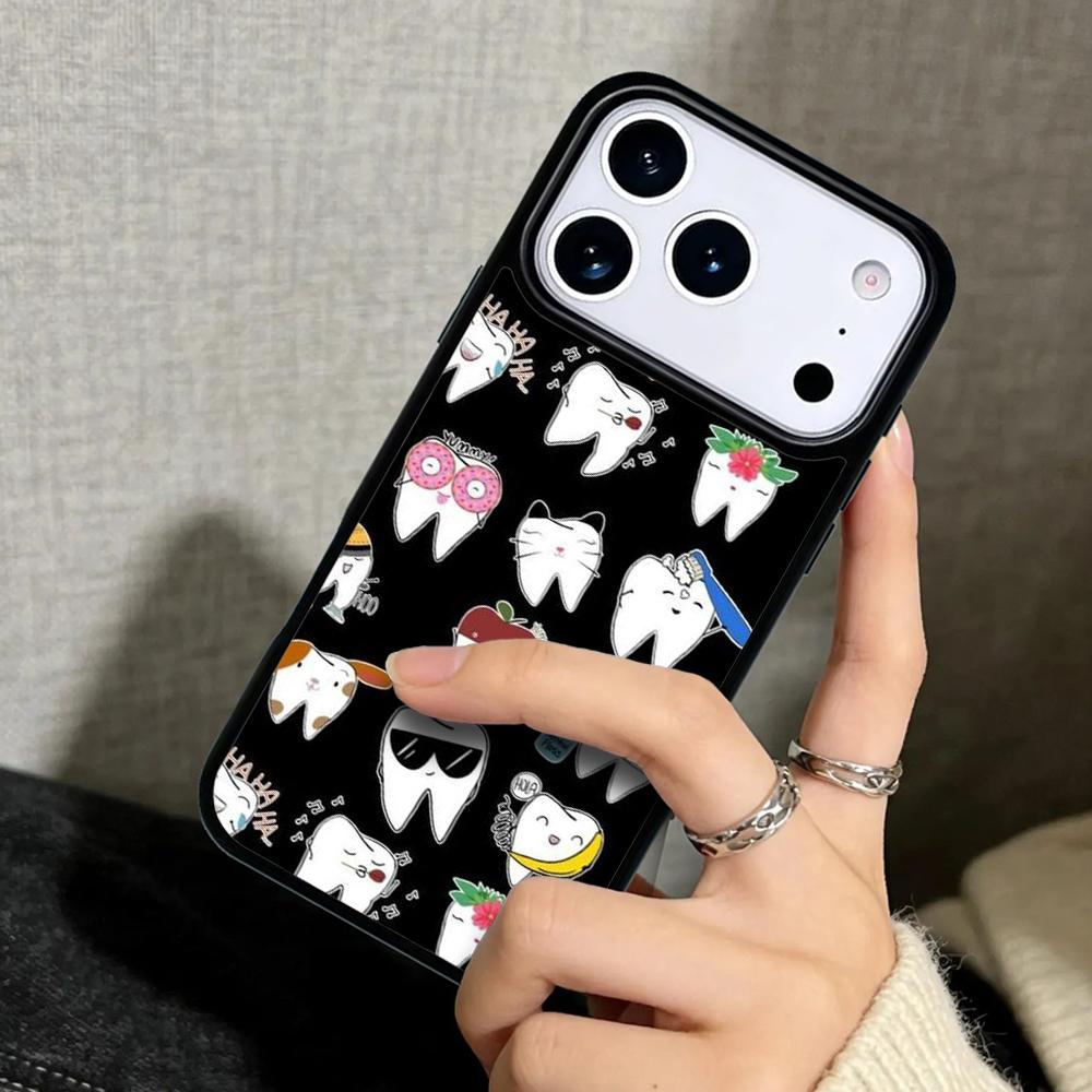 Чехол Case для iPhone 17 Air 16 Pro Max 15 Plus 11 13 Mini 14 12 Задняя крышка телефона Милый Зуб Стоматолог