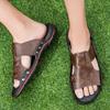 Men Slippers Outdoor Summer Brown Sandals Yellow Open Toe Beach Shoes Plus Size for Father