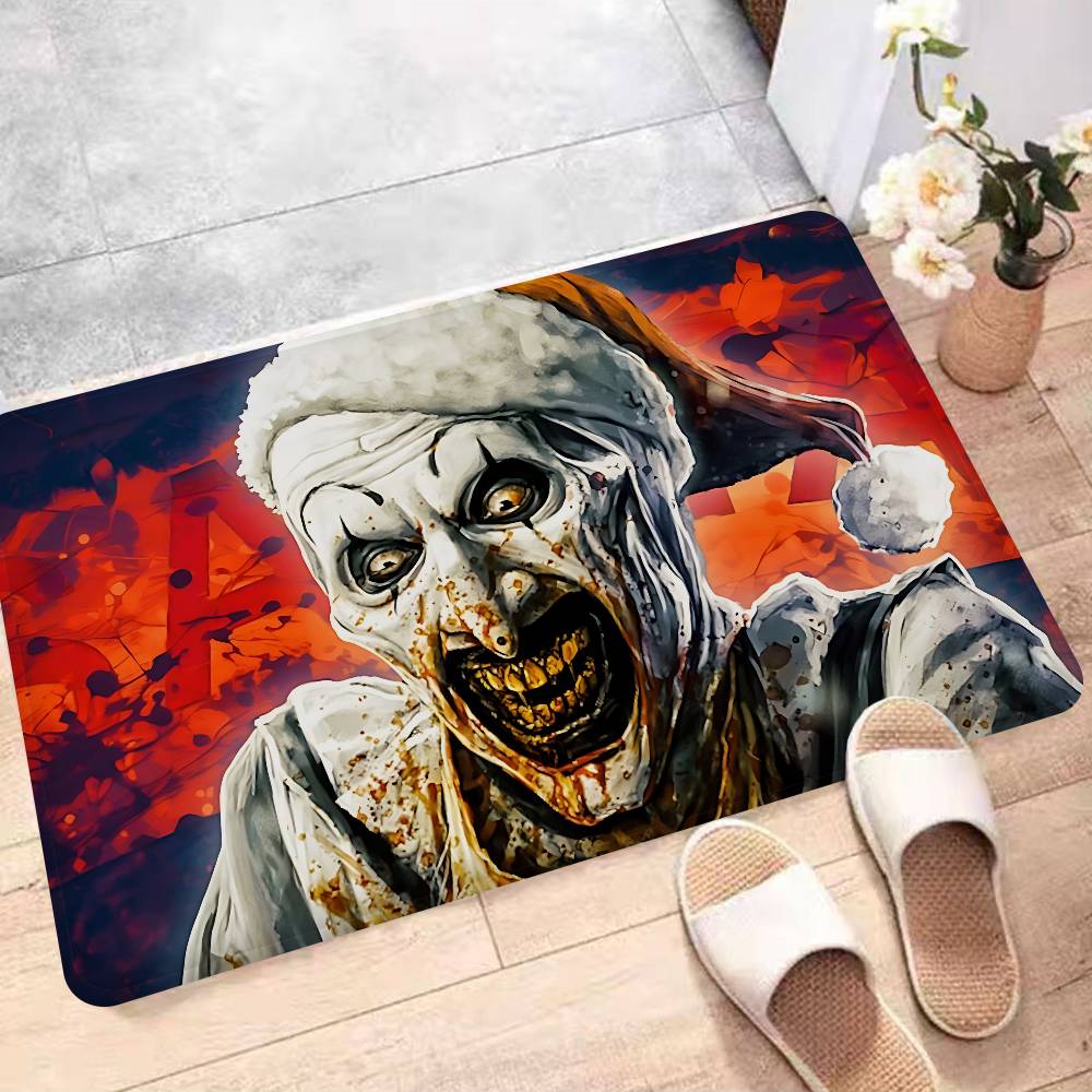 T-Terrifier 3 Ужасающий Клоун Фильм Приветственный Коврик для Входной Двери Моющийся Нескользящий Коврик для Зоны Гостиной с Диваном и Креслами Кухонный Приветственный Коврик