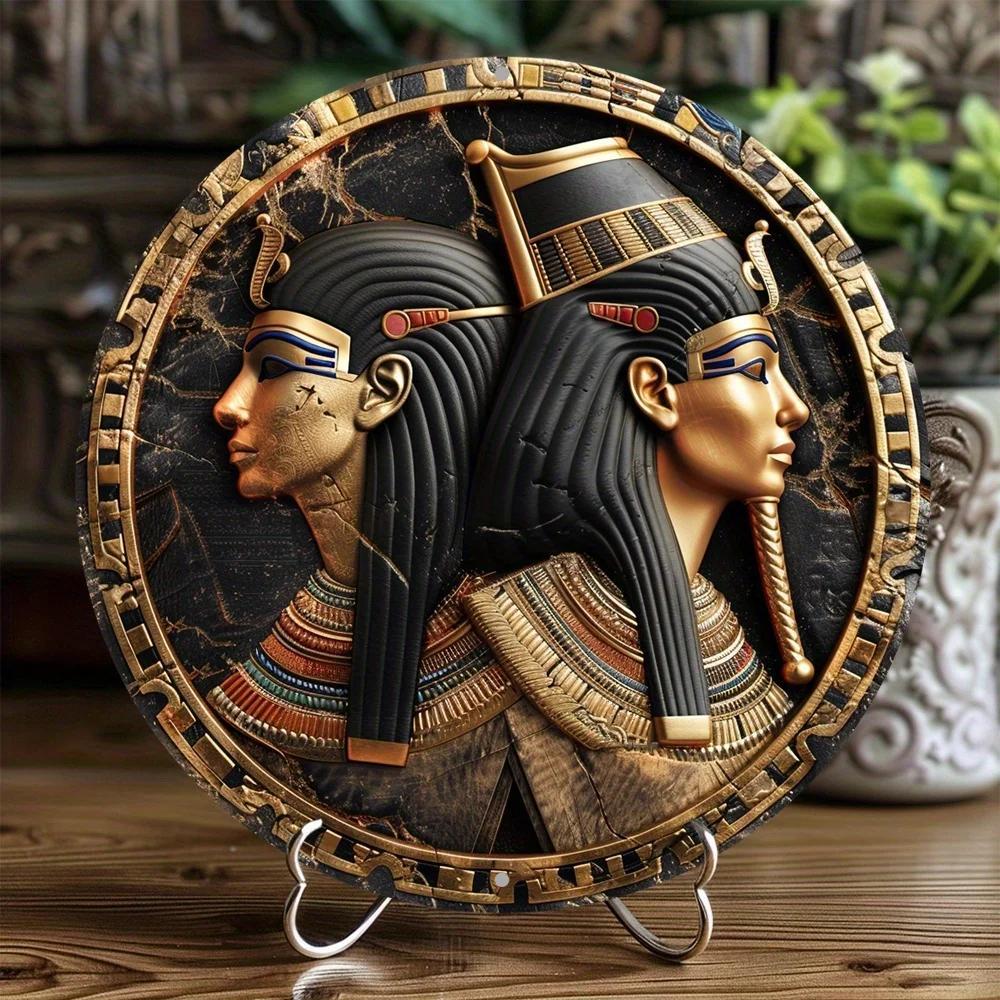 Круглый деревянный декоративный знак, плоская 2D-печать, тема египетской мифологии, декор для дома, кафе, настенное украшение, праздничный подарок