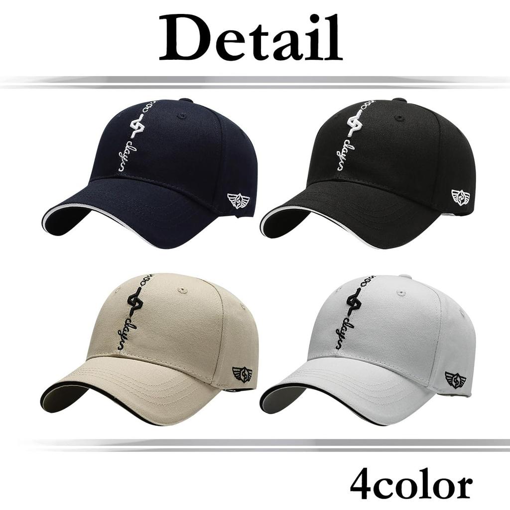 Baseball CA777 [White Fang] Hat, Cap, Logo, Emblem, Brim, Cap, Stylish, Fashionable, Cool, Men's (Black)