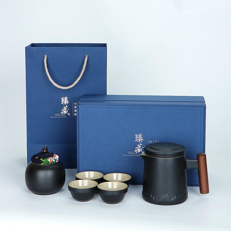 Ceramic Travel Tea Set, Portable Bag, Express Cup, One Pot, Four Cups, Tea Can, the Whole Set of Kung Fu Tea Set, Mountain Language Cup.